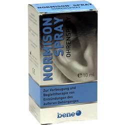 Packung eines Ohrensprays mit dem Namen "Normison Spray", 10 ml.