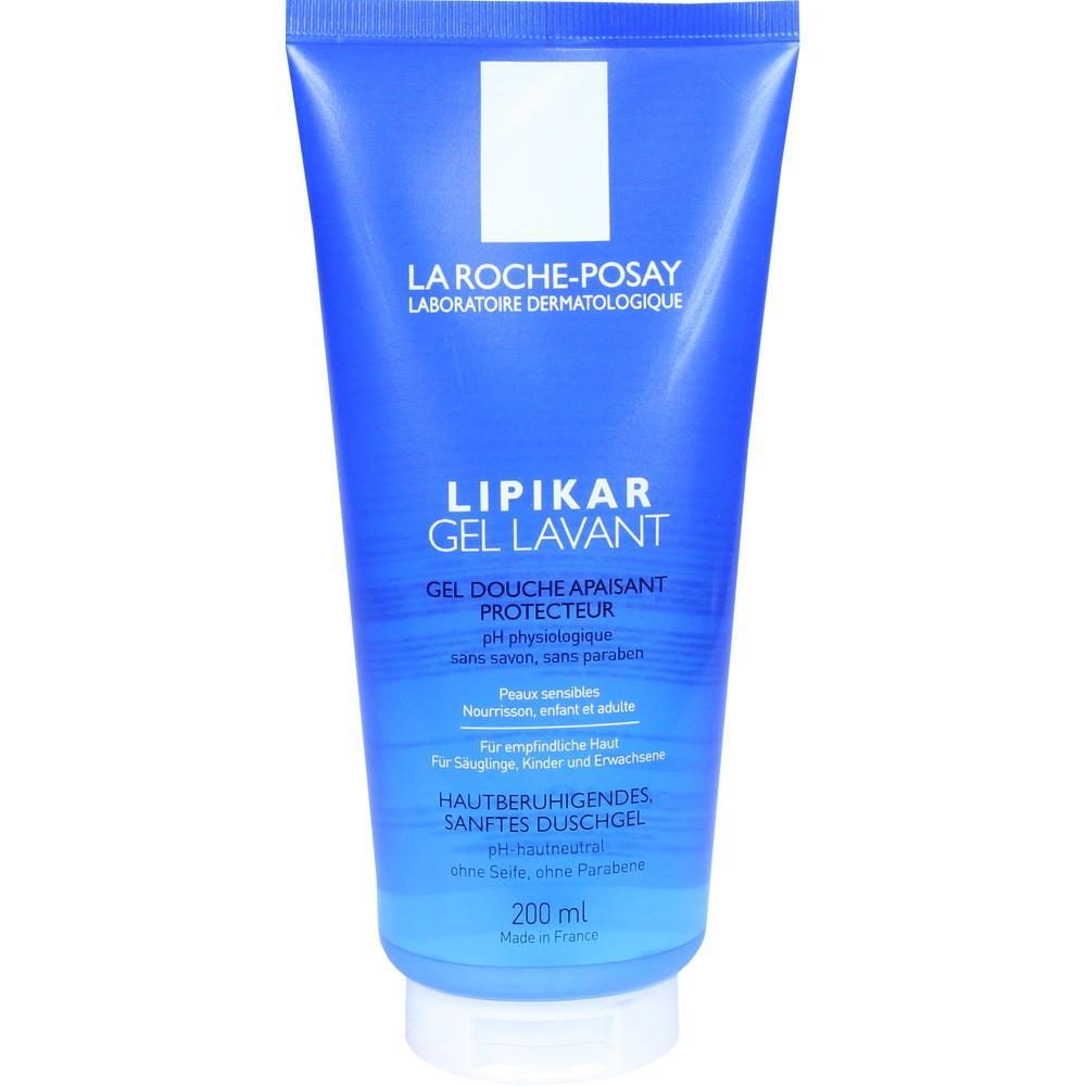 Blaue Flasche von La Roche-Posay mit beruhigendem Duschgel für empfindliche Haut.